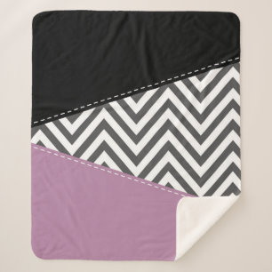 Cobertor Sherpa Cinza Zigzag, Cinza Chevron, Zigzag Patterno, Roxo