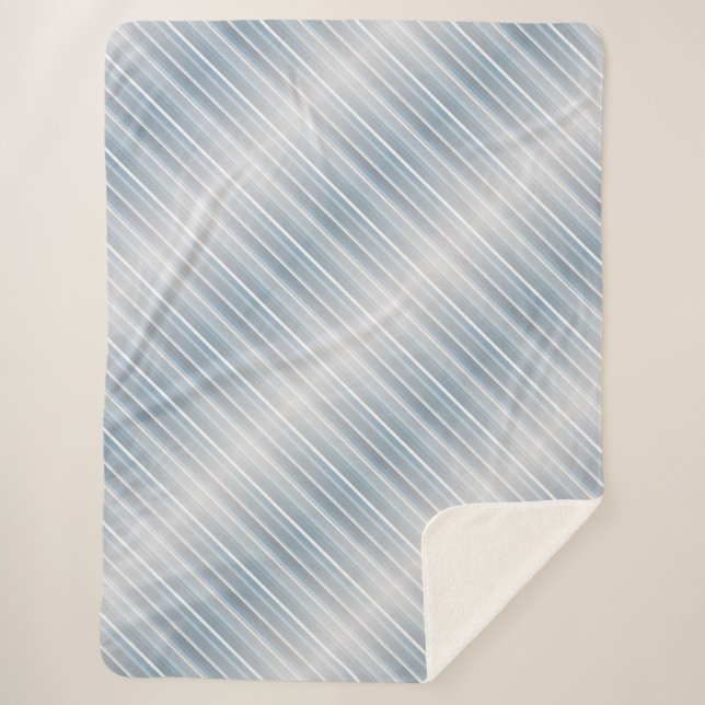 Cobertor Sherpa cinzas com na moda striped azul (Frente)