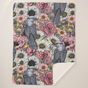 Cobertor Sherpa Cinzas e flores