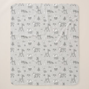 Cobertor Sherpa Cinzas Sleepy Woodland Critters Sexo Neutro