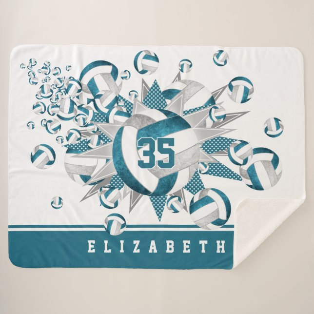 Cobertor Sherpa cinzas teatrais raparigas esportivas decor volleyb (Frente (Horizontal))