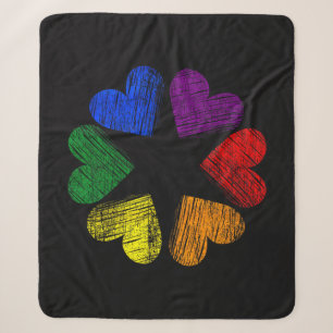 Cobertor Sherpa Círculo Arco-íris de Corações Amor Orgulho Gay LGB