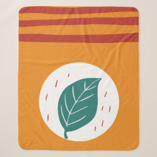 Cobertor Sherpa Círculo de Folha Verde Minimalista Laranja Abstrat