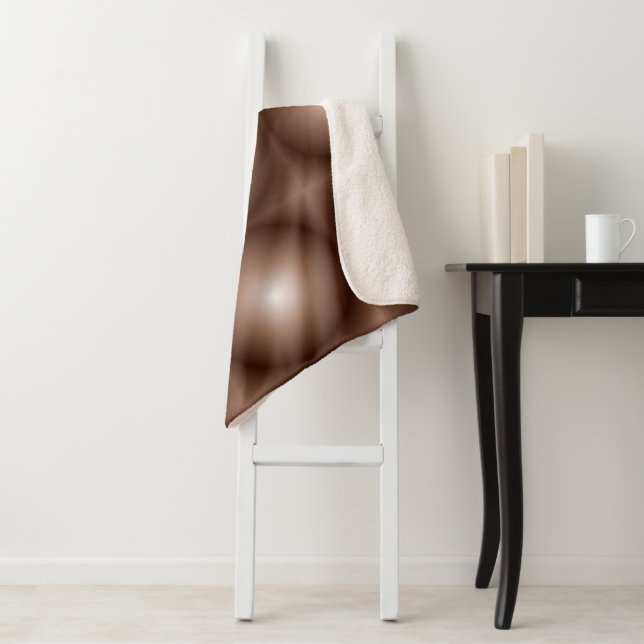 Cobertor Sherpa Círculo Geométrico 3D Escuro Mocha Mousse Branco (In Situ)