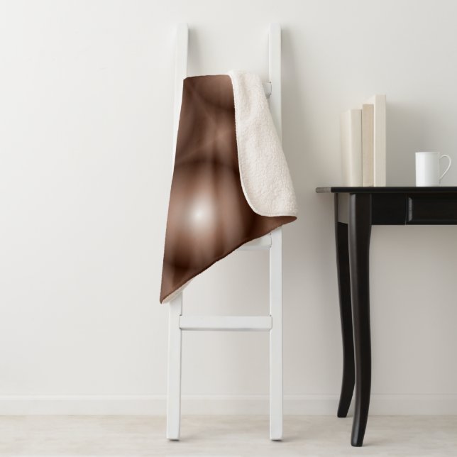 Cobertor Sherpa Círculo Geométrico 3D Escuro Mocha Mousse Branco (In Situ)