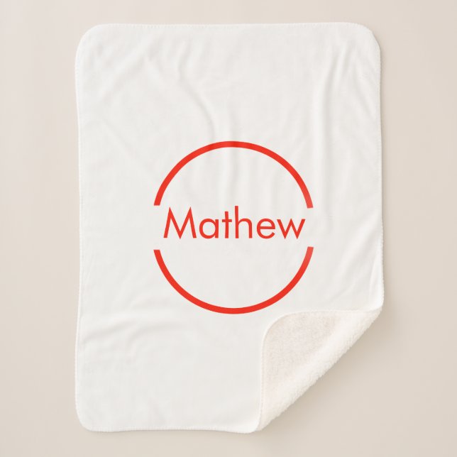 Cobertor Sherpa círculo vermelho simples adicione o texto da letra (Frente)