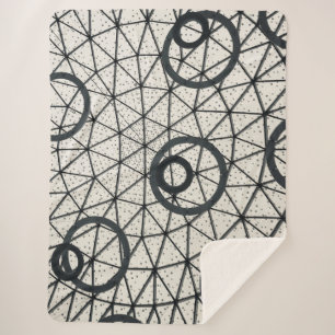 Cobertor Sherpa Círculos Abstrato preto e branco