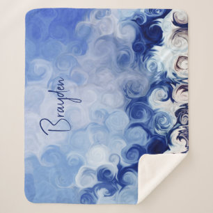 Cobertor Sherpa Círculos de Abstrato azul personalizados Sherpa Bl