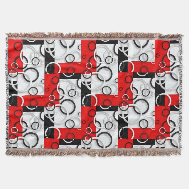 Cobertor Sherpa Círculos Preto Vermelho (Frente)