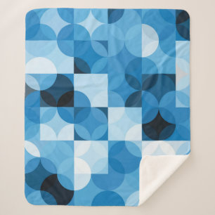 Cobertor Sherpa Círculos Sem Costura: Abstrato Azul Vintage