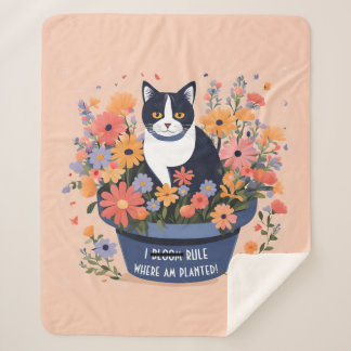 Cobertor Sherpa Citação Inspiradora de Gato Engraçado