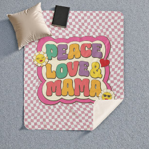 Cobertor Sherpa Citação Retro Groovy Mama Tipografia Dia das Mães
