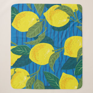 Cobertor Sherpa Citrus Lemon: Vintage Desenhada À Mão Sem Costura.