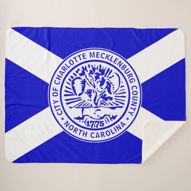Cobertor Sherpa City Flag of Charlotte (Carolina do Norte) (Frente (Horizontal))