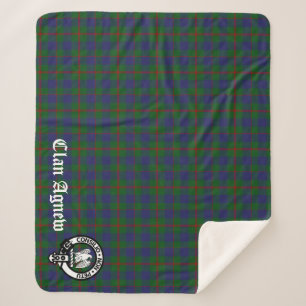 Cobertor Sherpa Clan Agnew Tartan e Crachá Crest