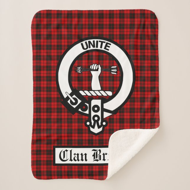 Cobertor Sherpa Clan Brodie Crest Crachá e Tartan (Frente)