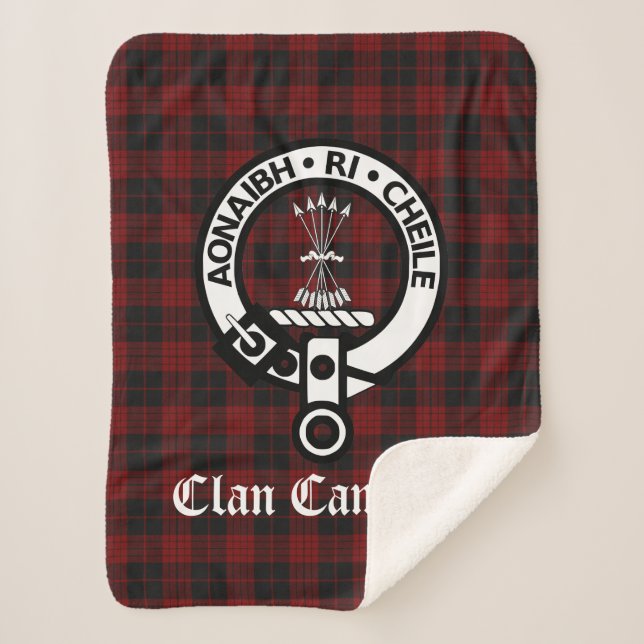 Cobertor Sherpa Clan Cameron Crest Crachá e Tartan (Frente)
