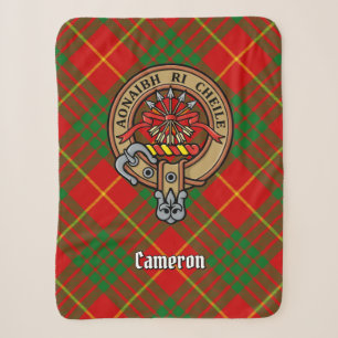 Cobertor Sherpa Clan Cameron Crest sobre Tartan
