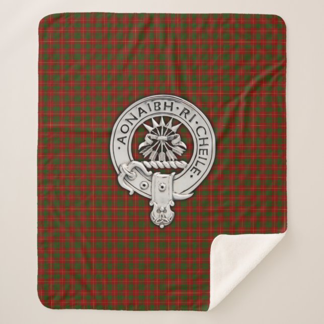 Cobertor Sherpa Clan Cameron Crest & Tartan (Frente)