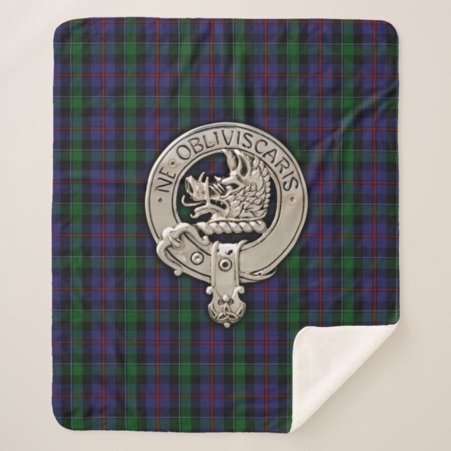 Cobertor Sherpa Clan Campbell Crest & Cawdor Tartan (Frente)