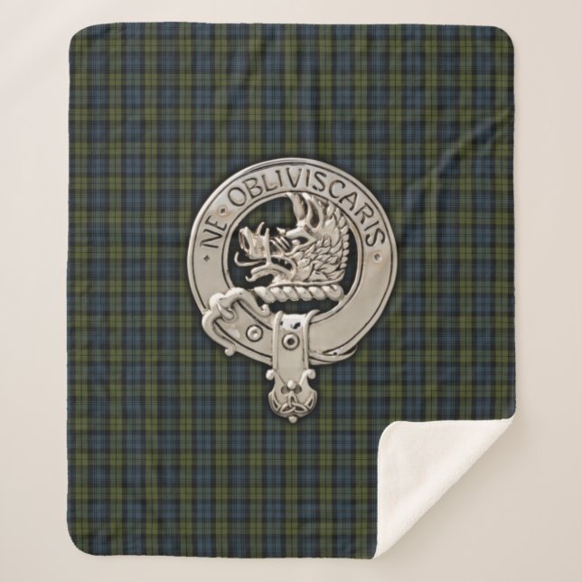 Cobertor Sherpa Clan Campbell Crest & Tartan (Frente)