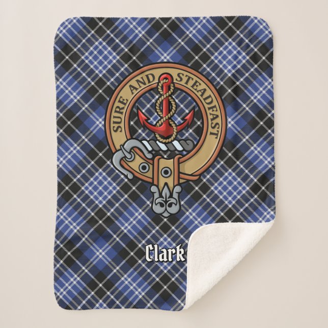 Cobertor Sherpa Clan Clark Crest sobre Tartan (Frente)