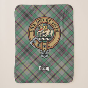 Cobertor Sherpa Clan Craig Crest sobre Tartan