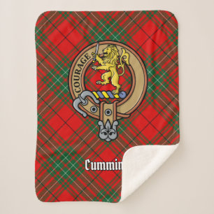 Cobertor Sherpa Clan Cumming Crest sobre Tartan