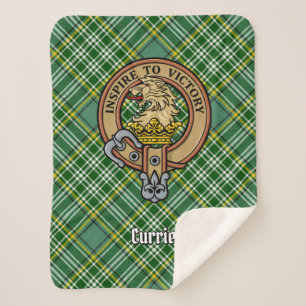Cobertor Sherpa Clan Currie Lion Crest sobre Tartan