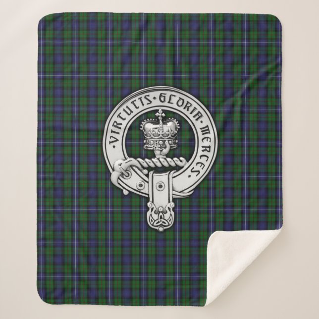 Cobertor Sherpa Clan Donnachaidh (Robertson) Crest/Hunting Tartan (Frente)