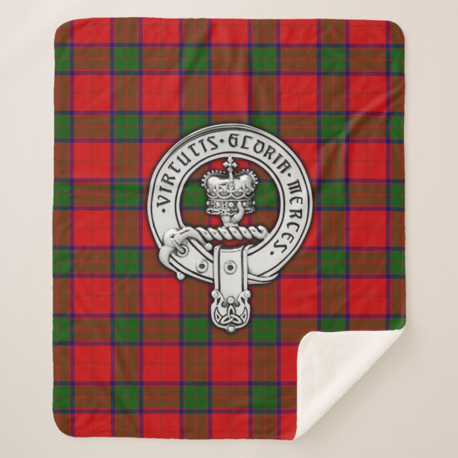 Cobertor Sherpa Clan Donnachaidh (Robertson) Crest & Tartan (Frente)