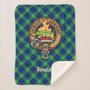 Cobertor Sherpa Clan Douglas Crest sobre Tartan