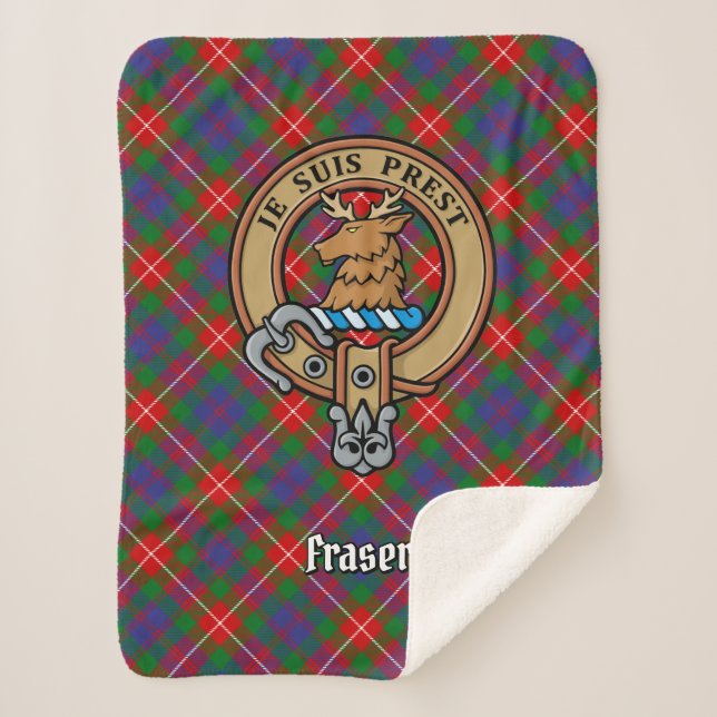 Cobertor Sherpa Clan Fraser do Lovat Crest sobre Tartan (Frente)