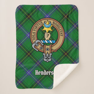 Cobertor Sherpa Clan Henderson Crest sobre Tartan