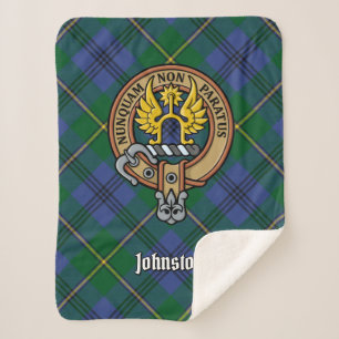 Cobertor Sherpa Clan Johnston Crest sobre Tartan