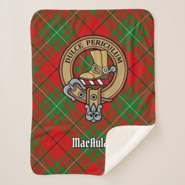 Cobertor Sherpa Clan MacAulay Crest sobre Tartan (Frente)