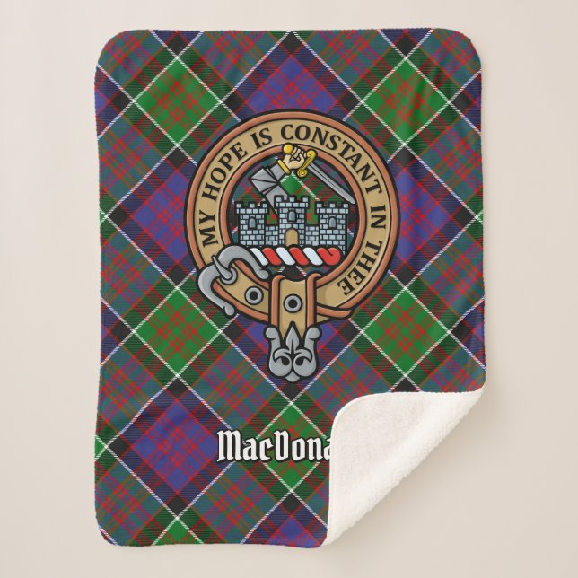 Cobertor Sherpa Clan MacDonald do Clanranald Crest sobre Tartan (Frente)