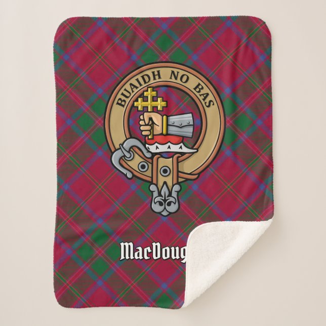 Cobertor Sherpa Clan MacDougall Crest sobre Tartan (Frente)