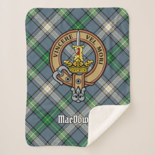 Cobertor Sherpa Clan MacDowall Crest sobre Tartan