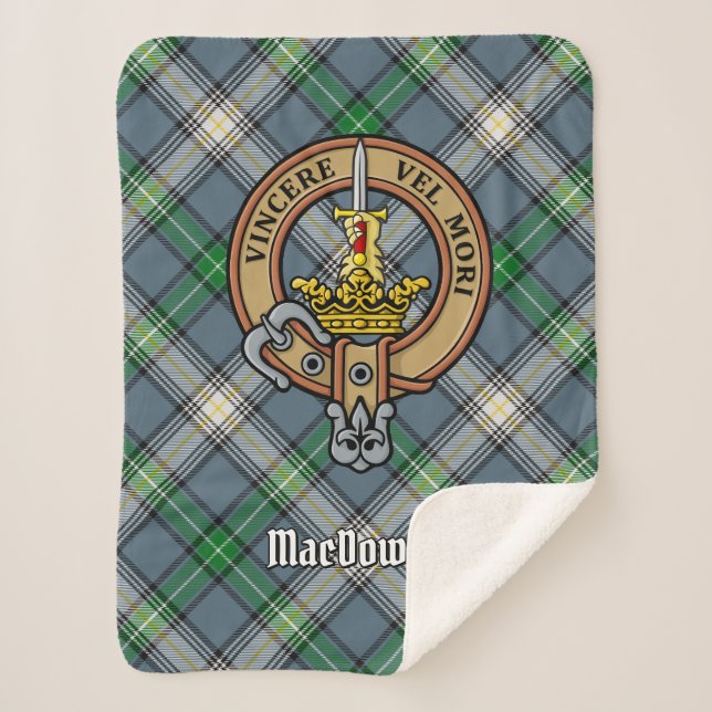 Cobertor Sherpa Clan MacDowall Crest sobre Tartan (Frente)