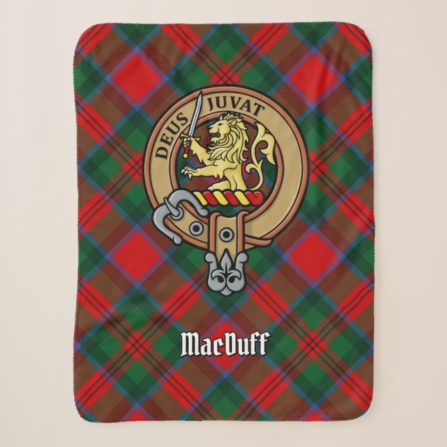 Cobertor Sherpa Clan MacDuff Crest sobre Tartan (Frente)