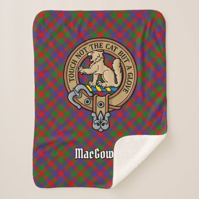 Cobertor Sherpa Clan MacGowan Crest sobre Tartan (Frente)