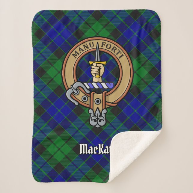 Cobertor Sherpa Clan MacKay Crest sobre Tartan (Frente)