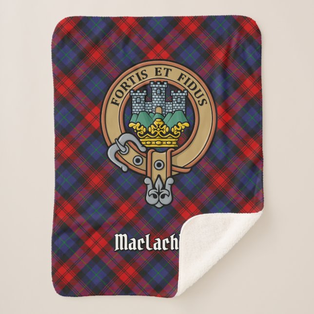 Cobertor Sherpa Clan MacLachlan Crest sobre Tartan (Frente)