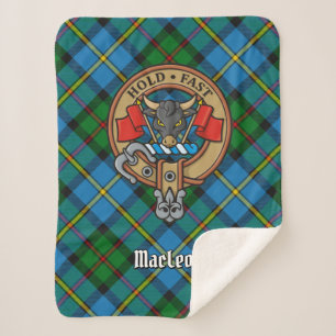 Cobertor Sherpa Clan MacLeod Crest sobre Tartan
