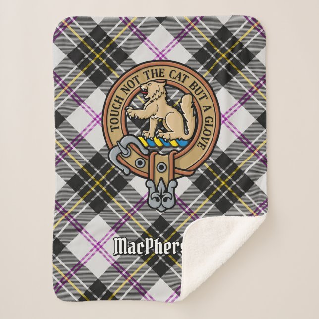 Cobertor Sherpa Clan MacPherson Crest sobre o Vestido Tartan (Frente)