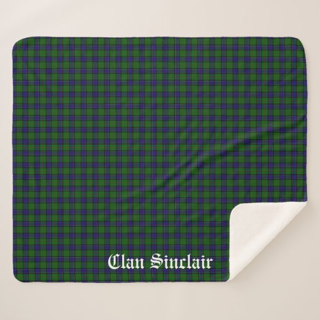 Cobertor Sherpa Clan Sinclair Tartan Personalizável (Frente (Horizontal))