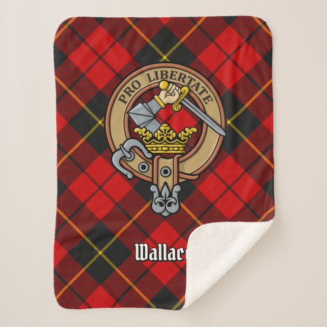 Cobertor Sherpa Clan Wallace Crest sobre Tartan (Frente)