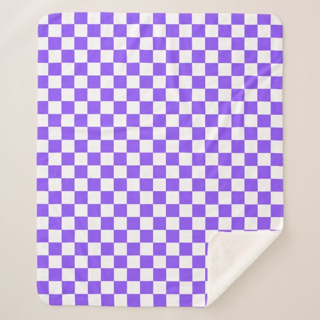 Cobertor Sherpa Classic visual purple checkerboard  (Frente)