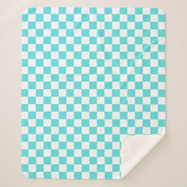 Cobertor Sherpa Classic visual turquoise blue checkerboard 